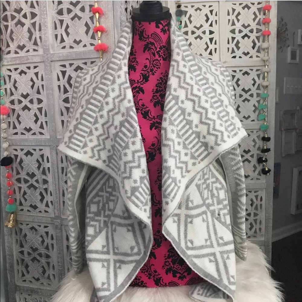 Aztec collard sweater cardigan
